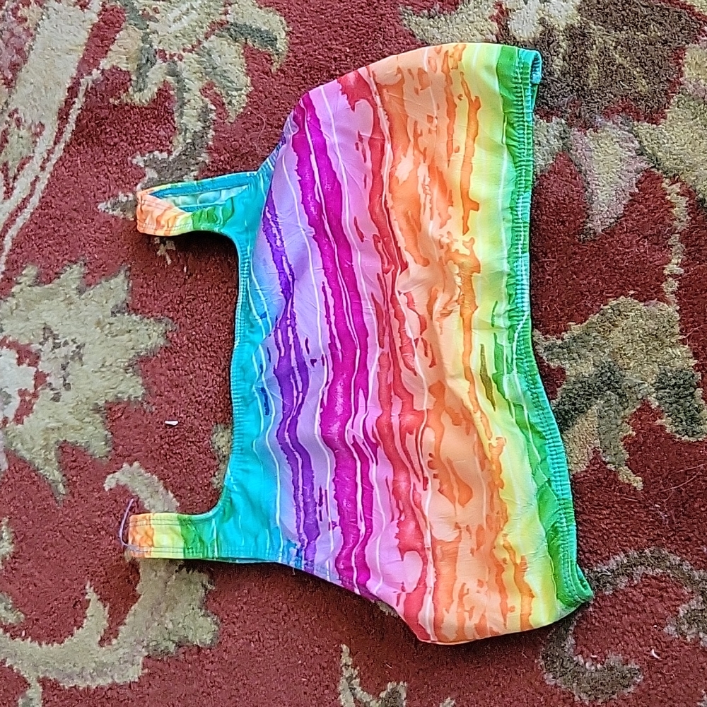 🎁 Vintage bright rainbow swim sporty top
